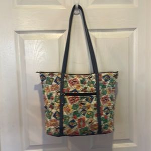 Vera Bradley CUBAN stamps pattern Large Tote
